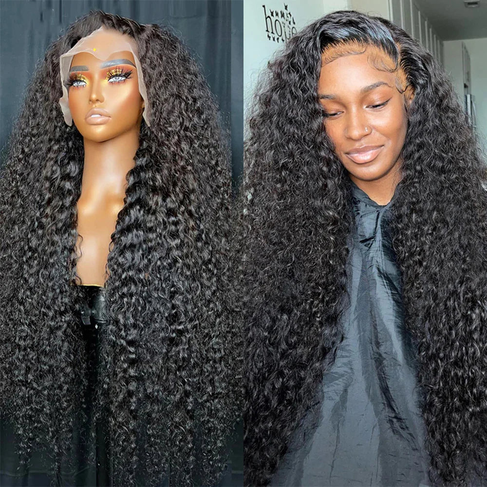 HD Transparent Deep Wave Frontal Wig 13x4/13x6 Curly Lace Front Human Hair Wigs For Women Wet And Wavy 4x4 Water Closure Wig