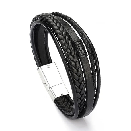 Trendy  Leather Bracelets For Men Multilayer Braided Rope Bracelets For Male Bracelets Jewelry Pulsera Hombre