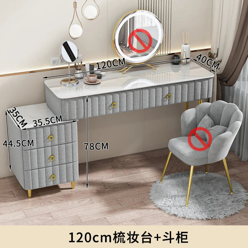 Luxury Nordic Dressing Table Mirror Chair Bedroom LED Modern Dressing Table Drawer Drawer Coiffeuse De Chambre Furniture Makeup