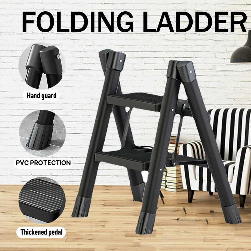 Thickened Metal Folding Ladder Multifunction Household Ladder Stool 4-Stage Ladders Stable Structure Step Stool Potting Shelf