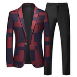 Fashion Brand Men's Jacquard Suit Classic Black / White / Blue Business Wedding Banquet Party Dress Men Blazers and Pants