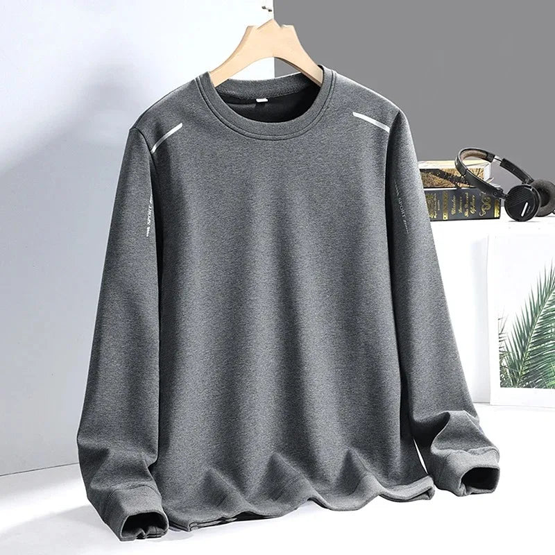 Spring Autumn Pullover Men's Round Neck Letter Printed Long Sleeve Solid Sports T-shirt Hoodies Fashion Casual Loose Tops