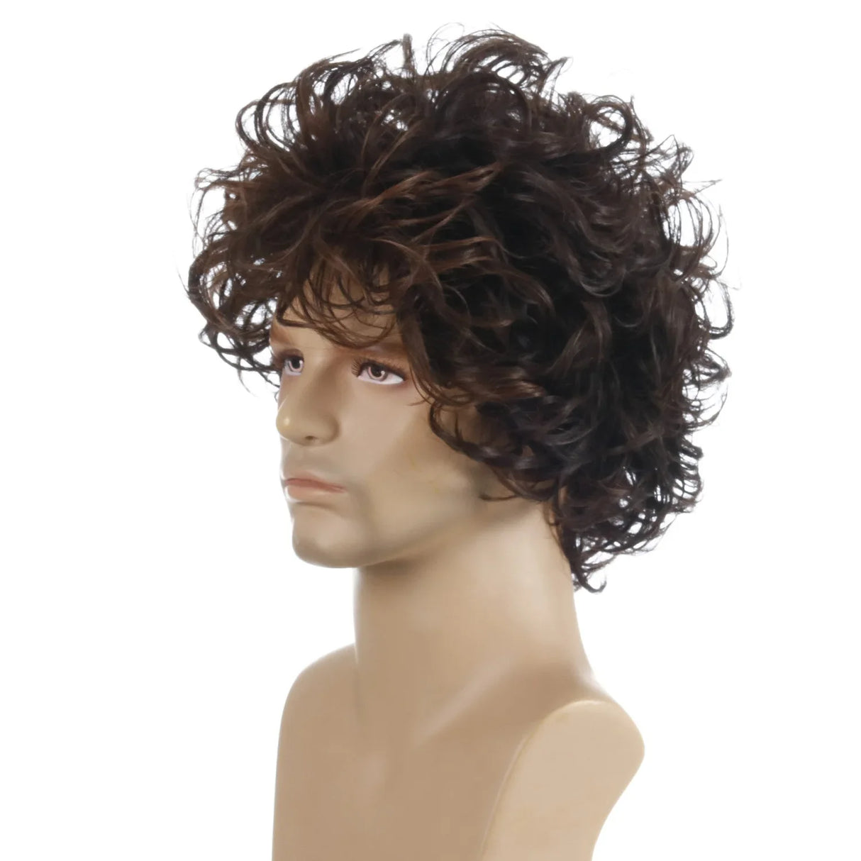 Brown Curly Wig for Men Short Synthetic Hair Wigs for Handsome Guys Natural Hairstyles  Male Afro Wave Haircuts Party Wig