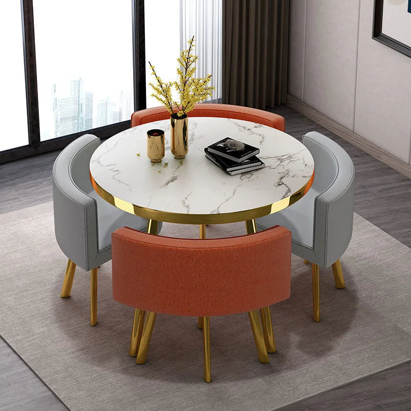 Luxury Reception Negotiation Table and 4 Chairs Round Table Office Conference Shop Visitor Desk Home Dining Tables Kitchen Mesa