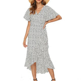 European and American women's bohemian bat sleeve irregular beach dress fashion dress