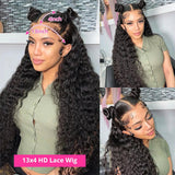 Deep Wave 13x4 HD Lace Front Human Hair Wigs For Women Indian Curly 13x6 Lace Frontal Wig Wet And Wavy Glueless Lace Closure Wig