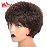 Human Hair Kinky Straight Wig Short Wet And Wavy Bob Wig For Women Natural Brazilian Curly Bob Wig With Bangs Ready To Wear Wig