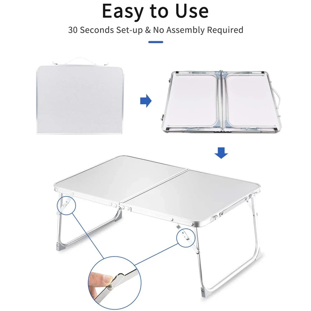 Folding Laptop Desk, Portable Foldable Camping Table, Mini Picnic Table with Storage Space, Lap Desk Reading Holder for Anywhere