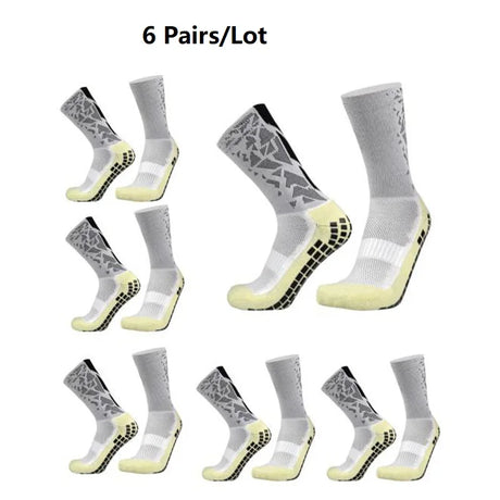 6 Pairs Football Socks Men Women Sports Socks Non-slip Silicone Bottom Soccer Socks Rugby Tennis Volleyball Badminton Socks