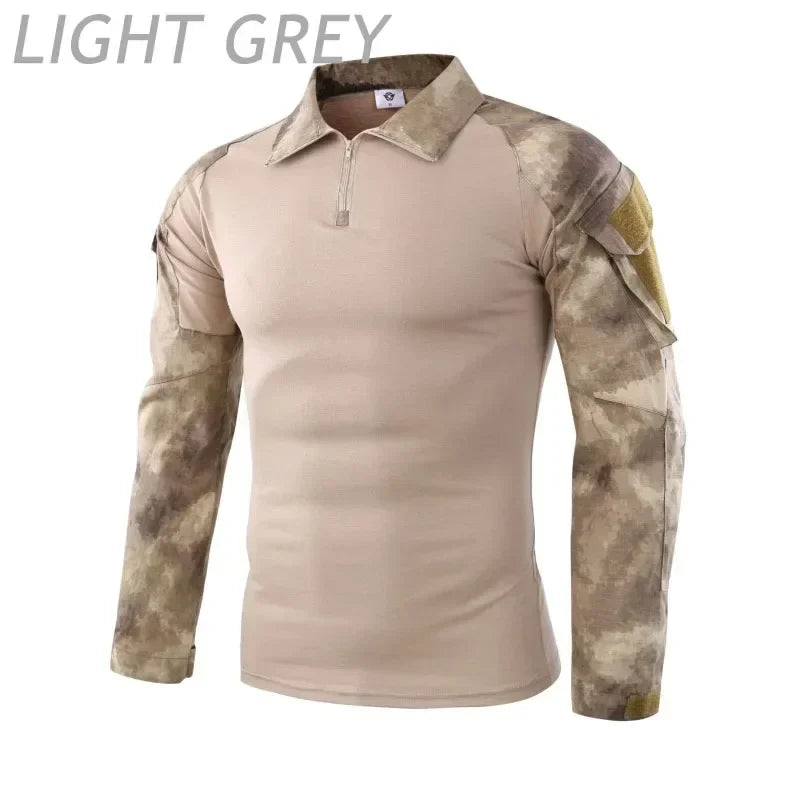 Combat Uniform Shirt Camouflage US Asian Size S-3XL Cargo Sport Tops Airsoft Paintball Tactical Men Shirts