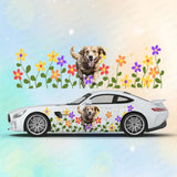 Golden Labrador Flower Large Car Stickers Decals Car Body Stickers Car-Side Decals Waterproof Car Vinyl Stickers for Truck SUV