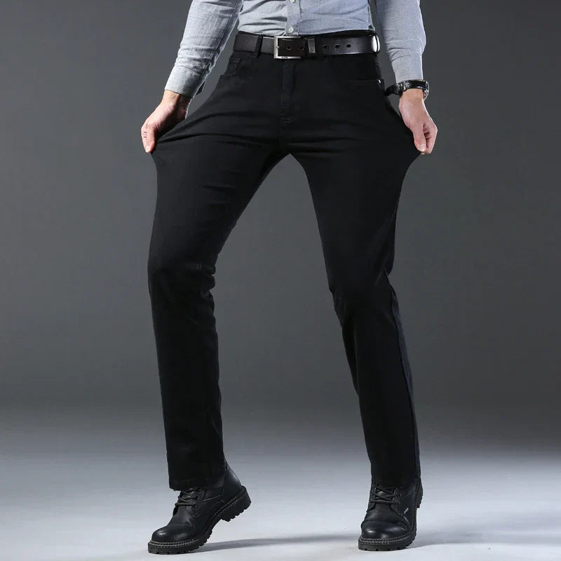 2023 New Men's Stretch Regular Fit Jeans Fashion Casual CottonBusiness Black  Denim Pants Male Trousers