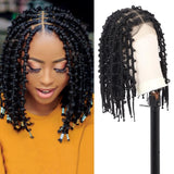 Kalyss- 14" Short Knotless Box Braided Wigs for Women Butterfly Bob  Full Double Lace Braid Wigs with Baby Hair  Front Cornrow