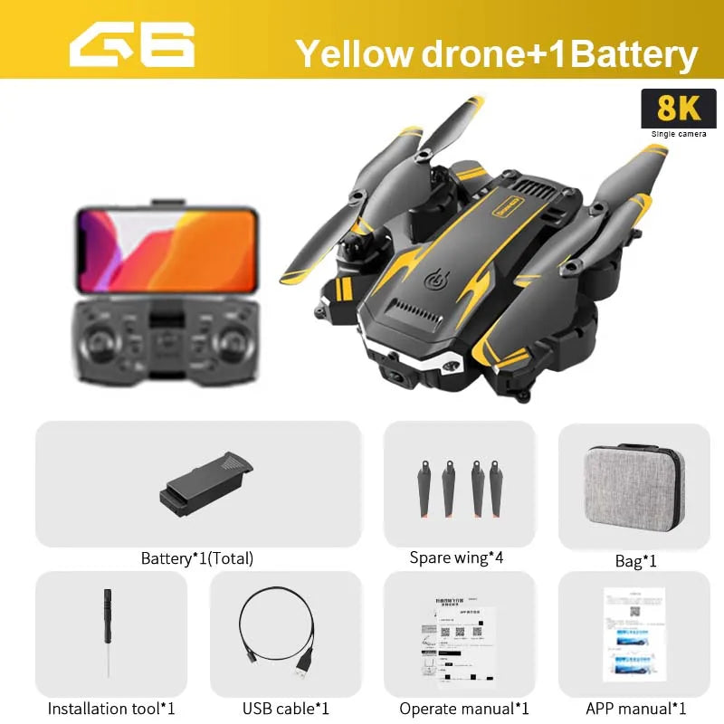 KOHR New G6 Aerial Drone 8K S6 HD Camera GPS Obstacle Avoidance Q6 RC Helicopter FPV WIFI Professional Foldable Quadcopter Toy