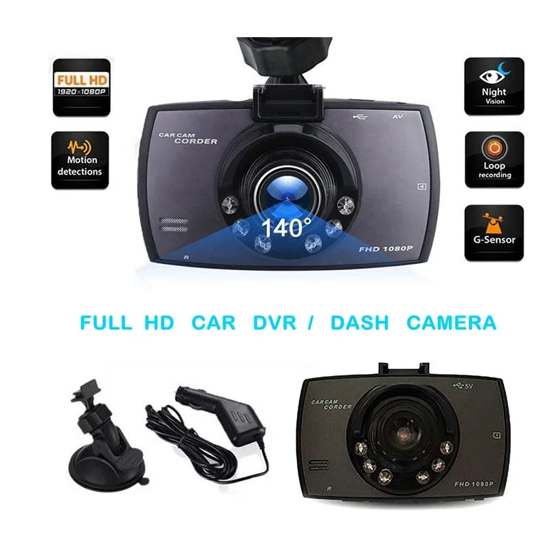 G30 Car DVR Dash Cam Full HD 1080P 140 Degree Dashcam Driving Recorder Cycle Recording Night Vision Wide Angle Video Camera