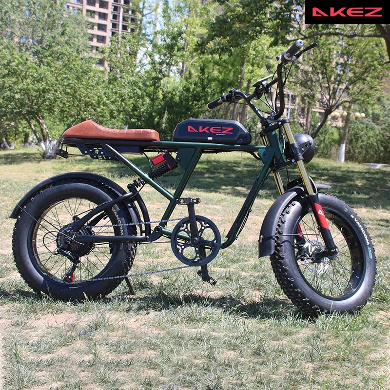 Smart and Powerful AKEZ 1500W 26AH 48V Lithium Full Suspension Folding Mountain Electric Bike Fat Tire Electric Bike Bike