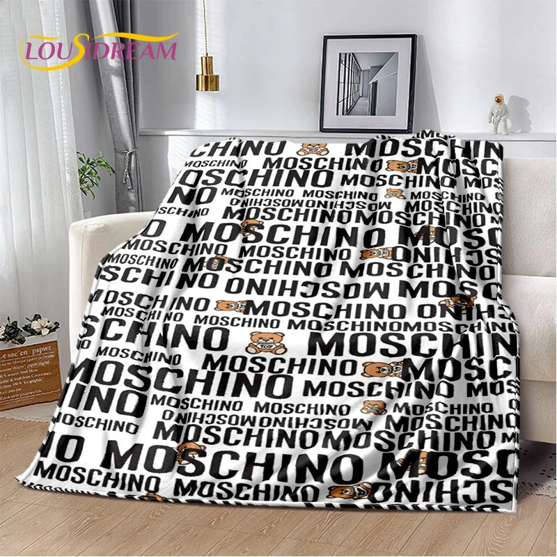 HD Cartoon Moschino Toy Bear 3D Blanket,Soft Throw Blanket for Home Bedroom Bed Sofa Picnic Travel Office Rest Cover Blanket Kid