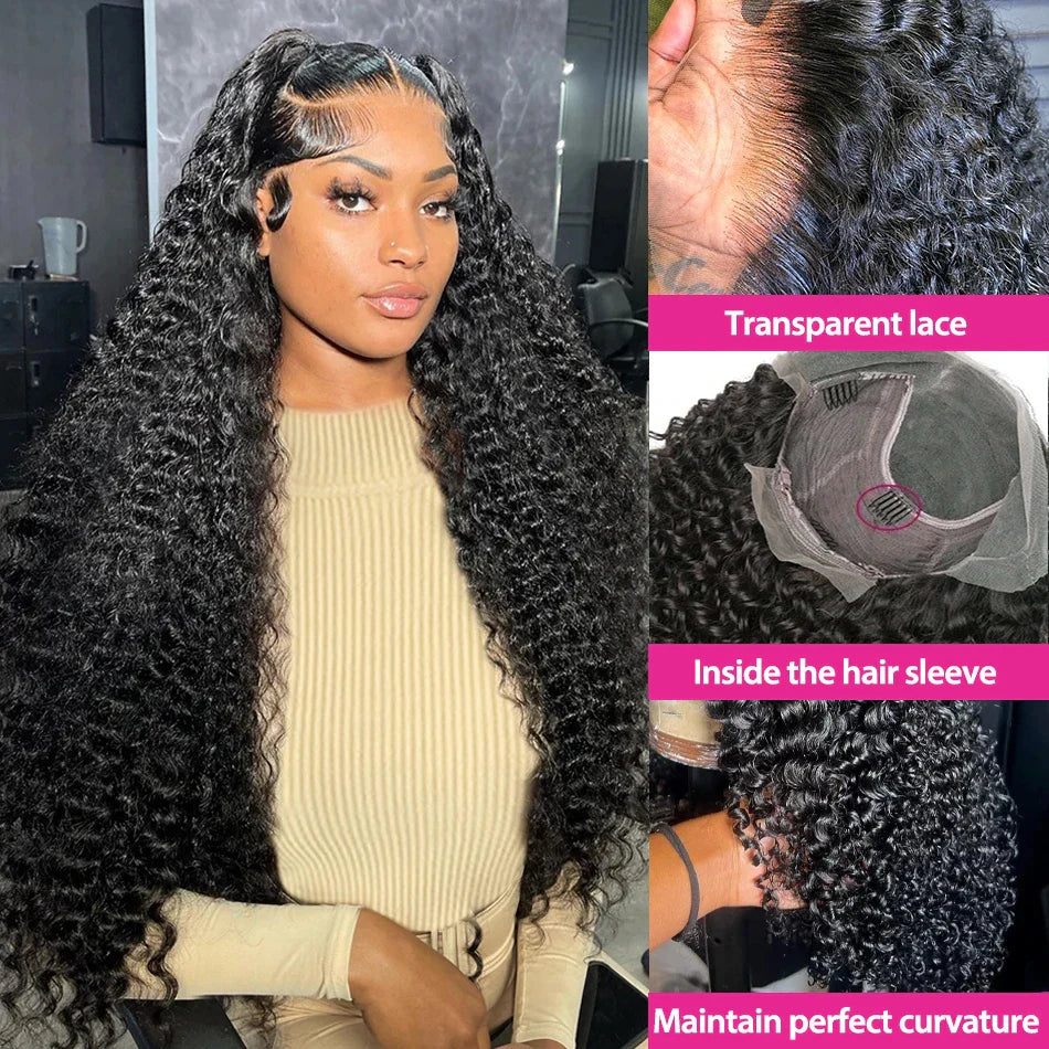 250% Loose Deep Wave Transparent 40-44 Inch 13x6 HD Lace Frontal Human Hair Wig Glueless Culry Water Lace Front Wig For Women