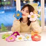 15cm Smiling Sunflower Plush Pendant Colorful Plant Flower Keyring Keychain Key Chain Stuffed Small Plushie Fashion Accessory