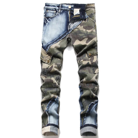 Supzoom 2023 New Arrival Top Fashion Hot Sale Ulzzang Autumn And Winter Stonewashed Camouflage Patchwork Jeans Men