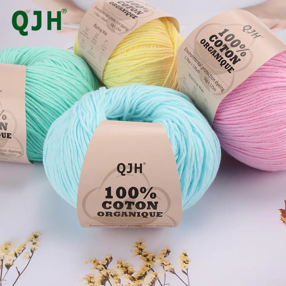 QJH 100% Cotton Yarn, Cotton Baby Sport Weight Yarn, Amigurumi Yarn, Summer Soft Yarn, Crochet/Knitting Yarn - 6 Pcs