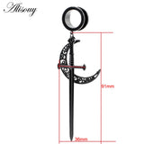 Alisouy 1PC Stainless Steel Water Drop Stone Star Moon Sword Skull Bees Dangle Earring Ear Gauge Plug Tunnel Expander Stretcher