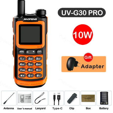 2024 Baofeng UV-G30 Pro Walkie Talkie Long Range Portable 1000 Channel Ham FM Radios UHF VHF USB-C Charge 2-Way Radio Waterproof