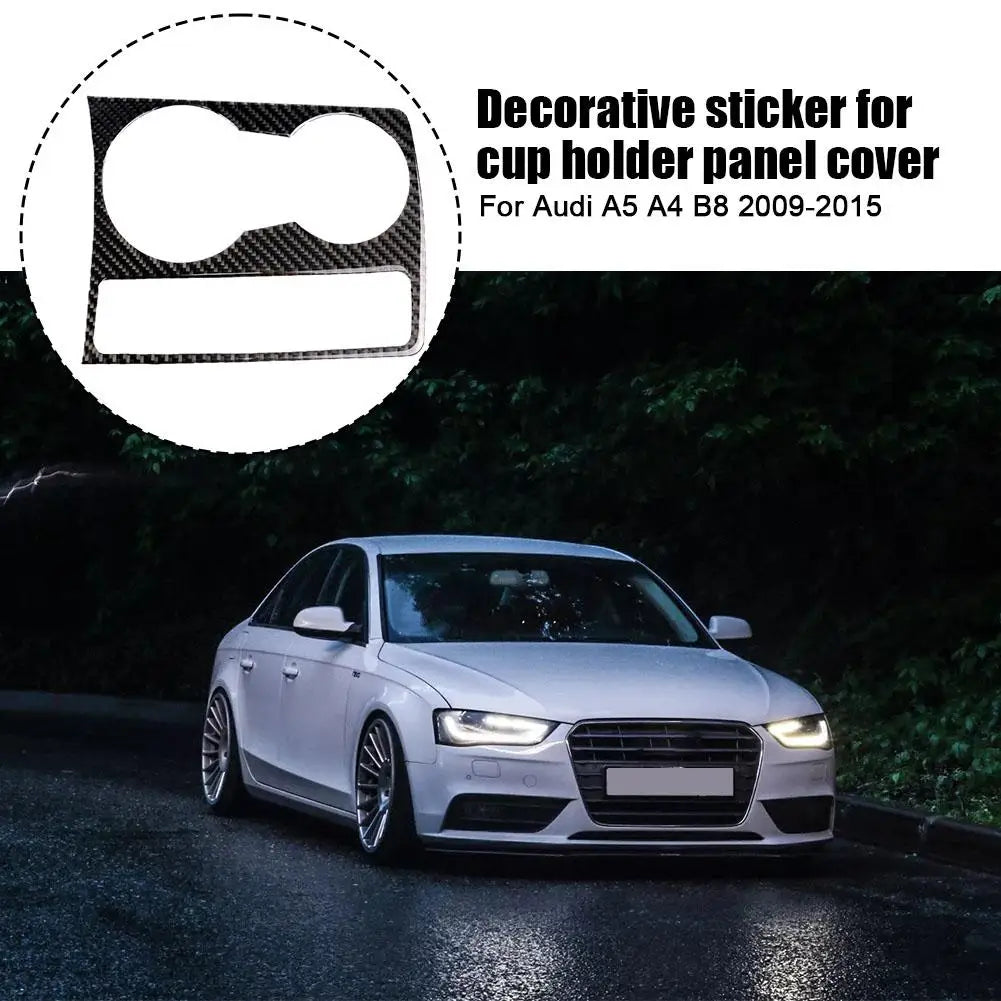 For Audi A4 B8 2009-2016 Carbon Fiber Cup Holder Panel Cover Decorative Sticker Modification Of Car Interior Accessories