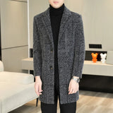 2023 High-end Feel Men Fashion Handsome All Woolen Coat Suit Collar Long Trench Coat Woolen Coat Thick Casual  Winter Jacket Men