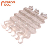 FASHION IDOL 24 Inch Body Wave Crochet Hair Synthetic Goddess Crochet Braids Natural Wavy Ombre Blonde Braiding Hair Extensions