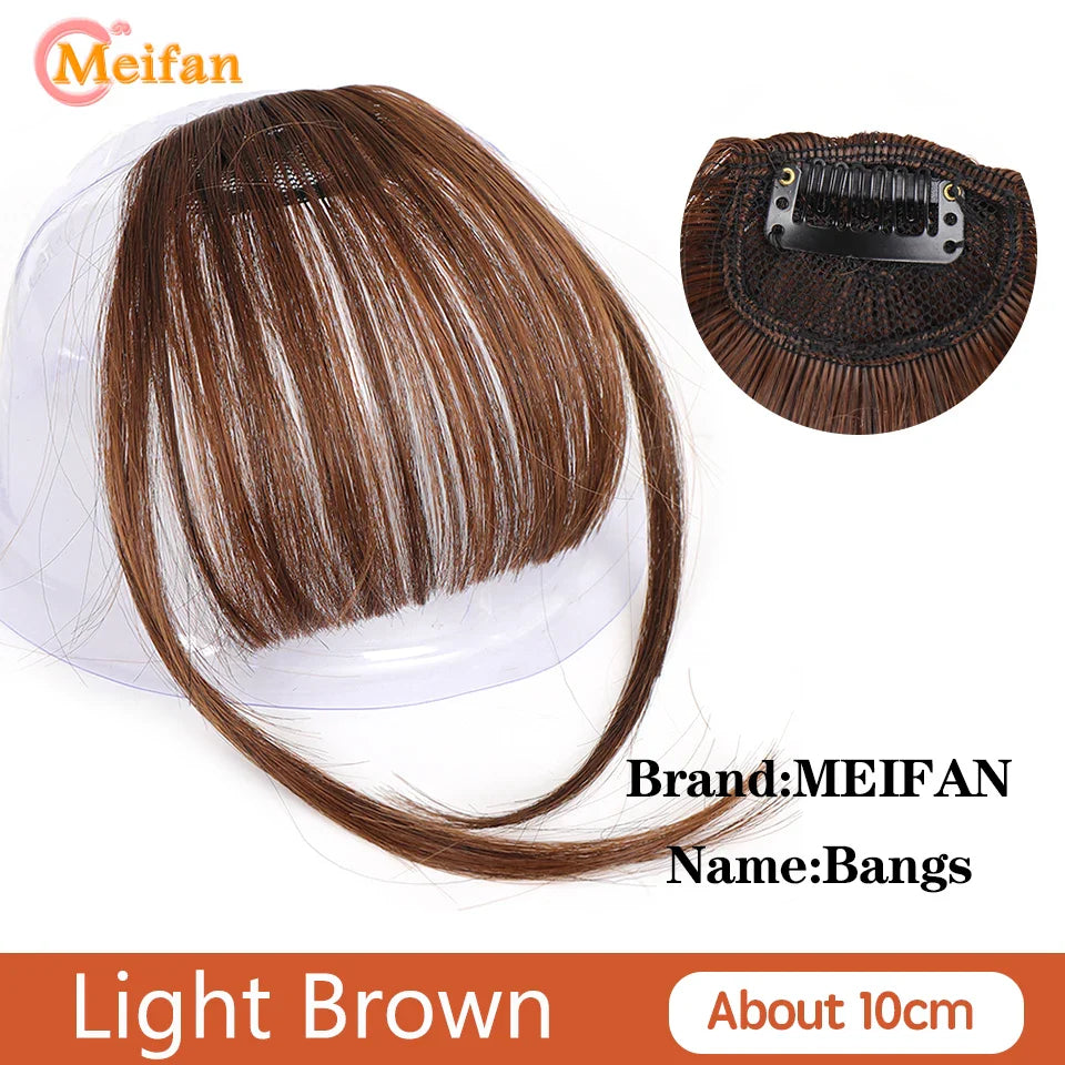 MEIFAN Synthetic False Bangs Clip-In Bangs Extension Natural Neat Fake Fringe Topper Hairpiece Invisible Clourse Hairpieces