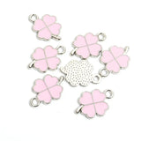 Dopamine Four-leaf Clover Enamel Charms 20pcs DIY Necklace Bracelet Earrings Keyring Amulet Pendants Creative Gift Accessories