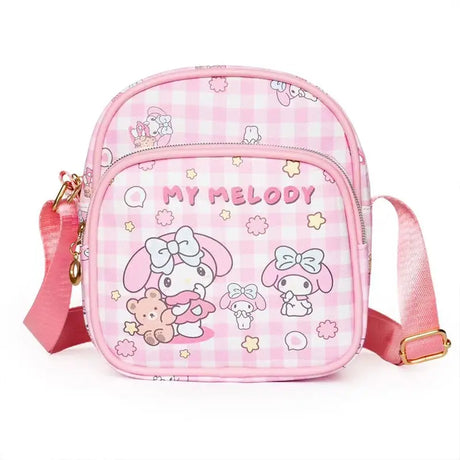 Sanrioed Cartoon Hello Kitty Melody Kulomi Messenger Bag Anime Cute Cat Casual Small Round Bag Kawaii Toy Girls Birthday Gift