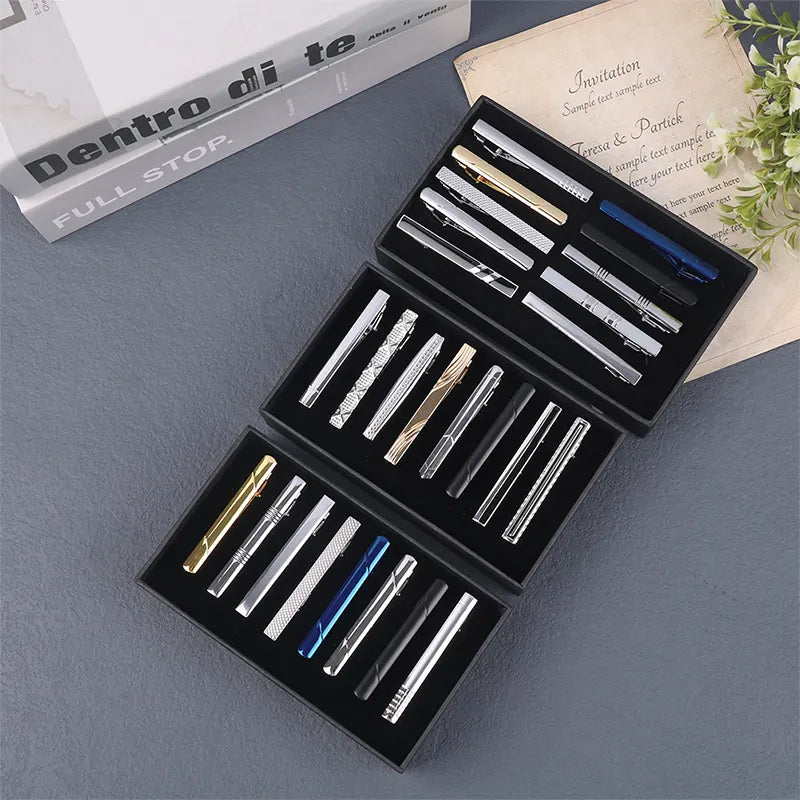 8Pc Exquisite Metal Tie Clip Set With Gift Box Wedding Guest Gift Man Tie Clip Men Gift Luxury Business Jewelry For Husband