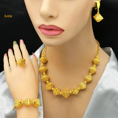 ANIID Africa Luxury Round Ball Jewelry Sets For Lady Bridal Party 24k Gold Color Necklace Set Indian Nigerian Wedding Gifts New