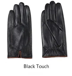 Gours Winter Men's Genuine Leather Gloves New Brand Touch Screen Gloves Fashion Warm Black Gloves Goatskin Mittens GSM012