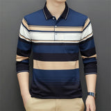 New Men's Casual Long Sleeve Polo Shirt Fashion Solid Color Top