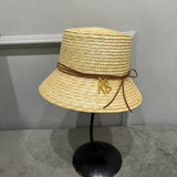 RB Straw bucket Hat for women Retro Elegant outing  along Straw Hat Basin Hat Sun Protection Sun hat in beach