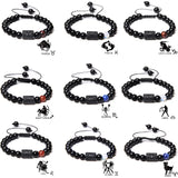 Handmade 12 Zodiac Sign Constellation Horoscope Beads Braided Bracelet Natural Stone Beads Bracelet Birthday Gift for Women Men