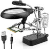 Welding Magnifying Glass LED Light  Auxiliary Clip loupe  Magnifier 3 In1 Hand Soldering Solder Iron Stand Holder Station