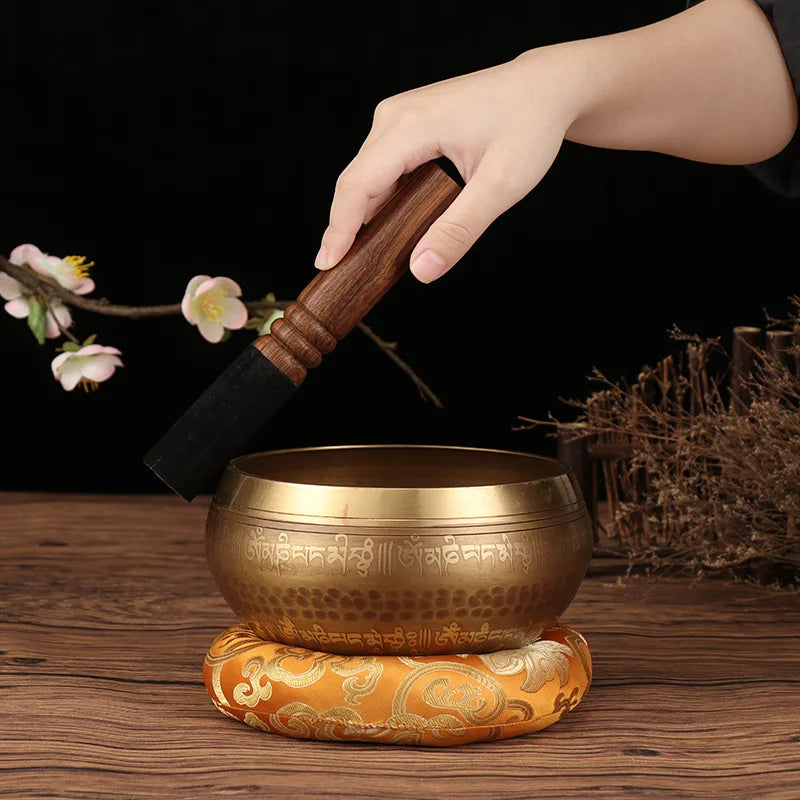 Tibetan Singing Bowl Buddhist Meditation Massage Yoga Chakra Nepal Singing Bowls Sound Healing Instruments with Accessories Gift