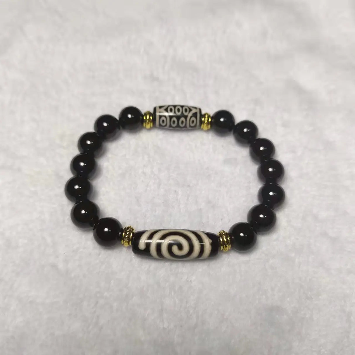 Men/Women`s Jewelry Bracelet Tibetan Spiral Ruyi 21 Eyes Totem Amulet DZI Bead 10mm Agate Beads String Free Shipping