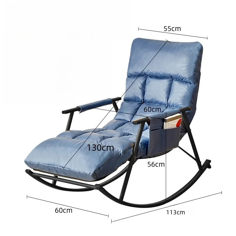 Modern Foldable Bedroom Lazy Balcony Leisure Shaking Chair, Home Lunch Rest Sofa, Adult Armchair Recliner Chair Rocking Chair