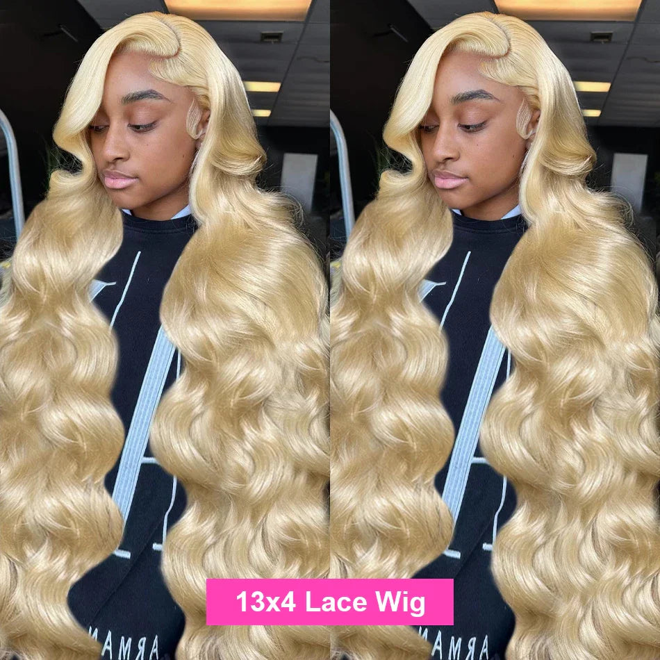 Luvin Blonde 613 HD Transparent 13x6 Lace Front Human Hair Wigs 34Inch Color Brazilian Remy Body Wave 13x4 Frontal Wig For Women