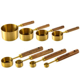 8Pcs Kitchen Baking Tools Stainless Steel Measuring Cups and Spoons Bakeware Measuring Tools & Scales SetWith Wooden Handle