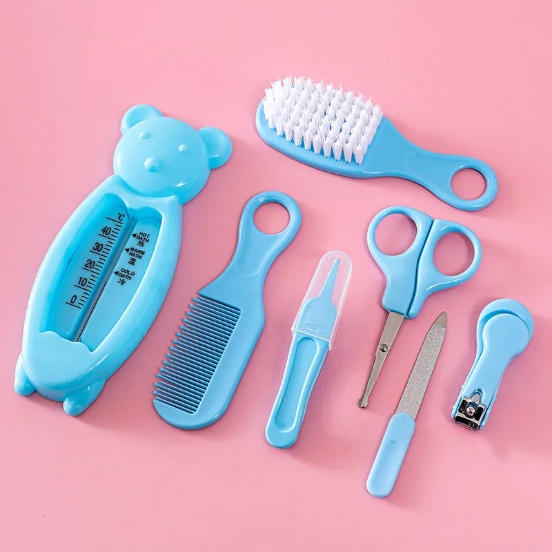 Baby care 7-piece infant water temperature meter combination set baby safety nail clippers comb brush