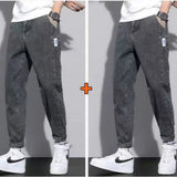 2024 New Arrival Drawstring Gym Clothing Men's Loose Cowboy Leg Jeans Spring Autumn Denim Casual Harem Pants Youth Trendy Jeans