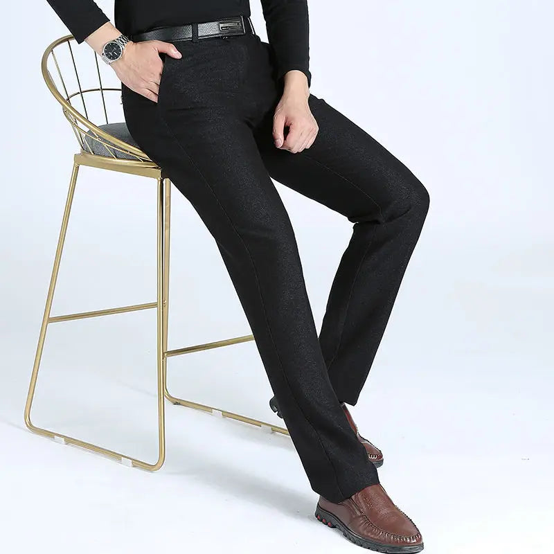 New Style Autumn Winter Men's Slim Casual Pants Fashion Business Stretch Trousers Men Brand Straight Pant Black Navy Plus Size