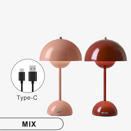 Mushroom Flower Bud Rechargeable LED Table Lamps Desk Night For Bedroom Dining Touch Night Light Simple Modern Decoration