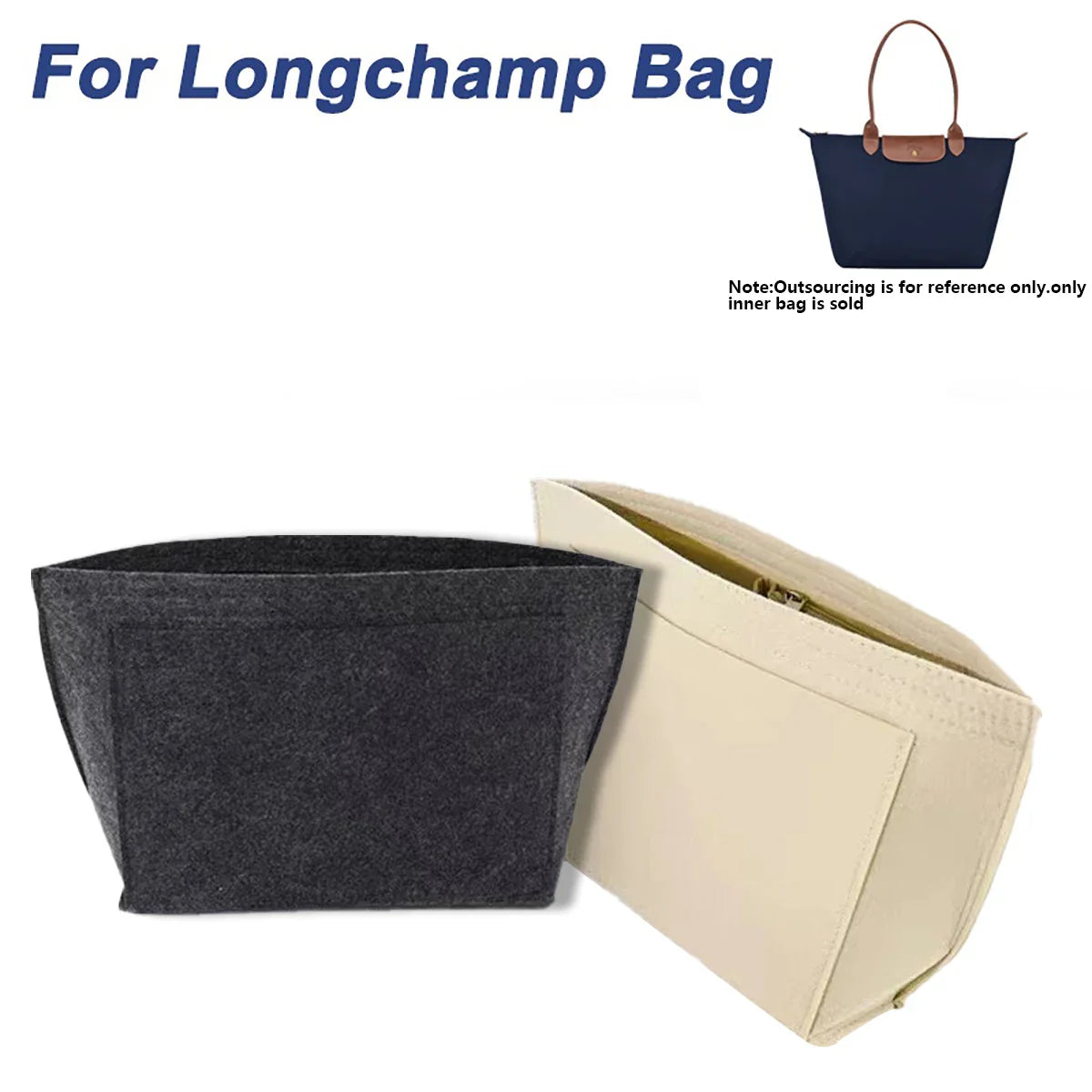 Felt Insert Lining Cosmetic Bag Fits For LongChamp,Handbag Support Liner Organizer Makeup Pouch